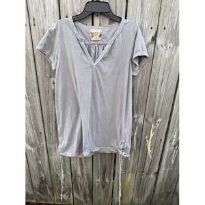 Boho Fairycore RuffHewn Well Worn T-Shirt Large Grey Embroidered Cotton Top